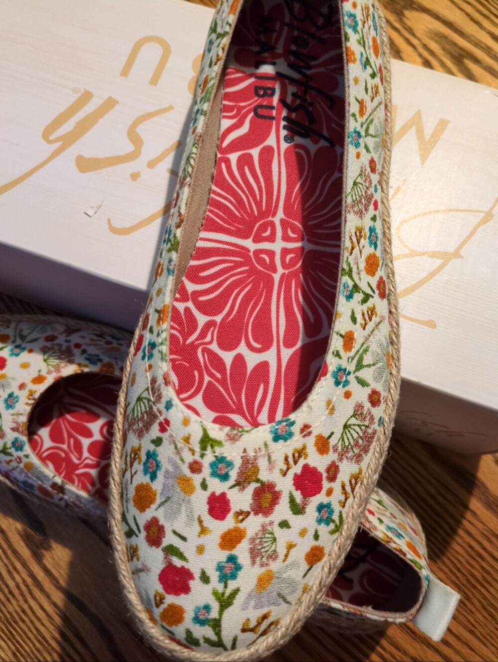 Blowfish slip on flowery shoes